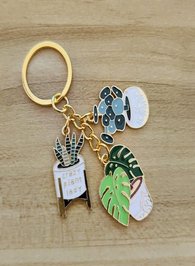 Meimimix Cute Fashion Keychain Ladies Succulent Potted Succulent Shaped Keychain Golden Car Keychain Jewelry for Friends - Image 2